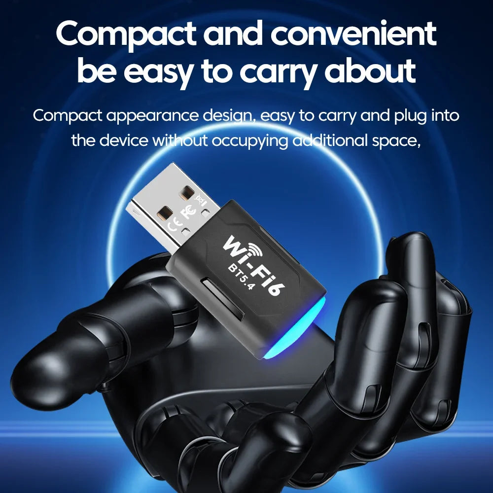USB AX900 Wifi 6 2in1 Bluetooth 5.4 Adapter 2.4GHz/5GHz Dual Band WiFi Network Wireless Receiver for PC Stable Signal