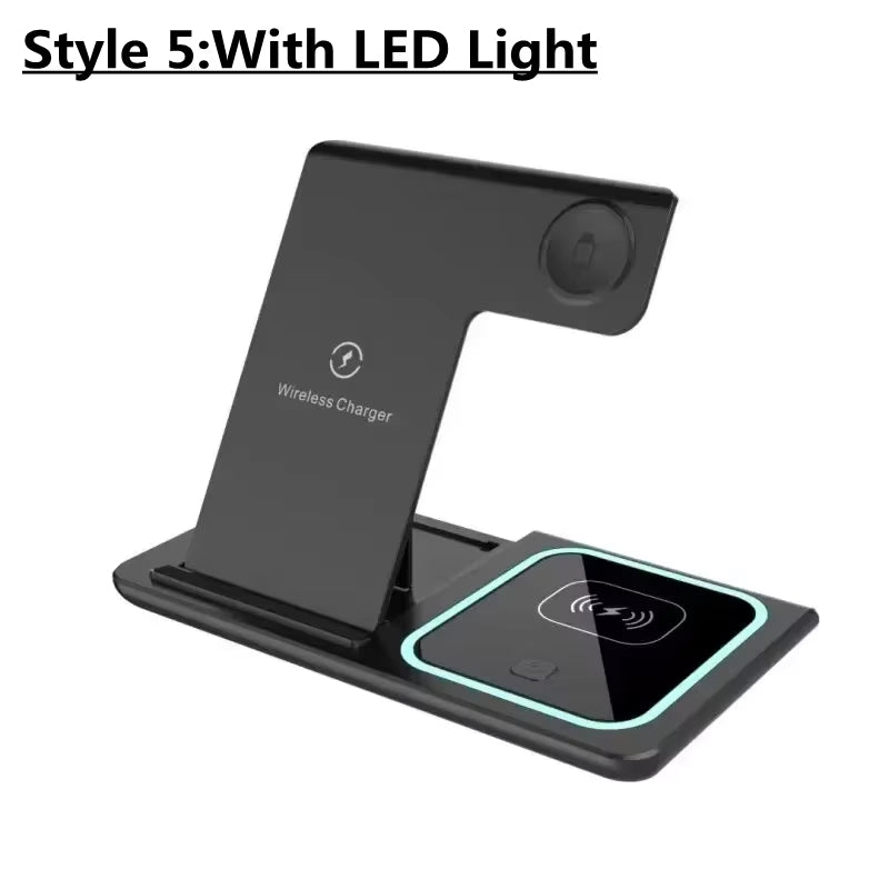 Desk Fast Wireless Charger Stand Pad Foldable Fast Charging Station Dock for iPhone 16 15 14 13 12 Pro Max Apple Watch Airpods
