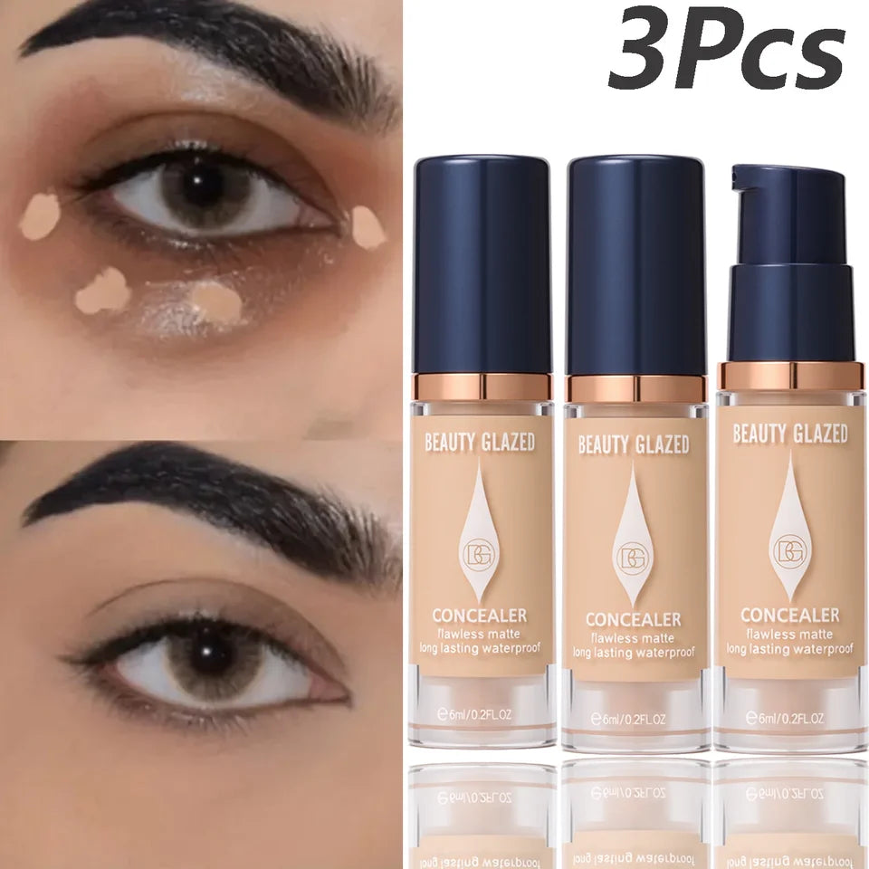 3Pcs/Set Full Coverage Concealer Foundation Long Lasting Waterproof Matte Finish Dark Spots Tattoos Travel Size Cosmetics