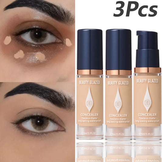 3Pcs/Set Full Coverage Concealer Foundation Long Lasting Waterproof Matte Finish Dark Spots Tattoos Travel Size Cosmetics