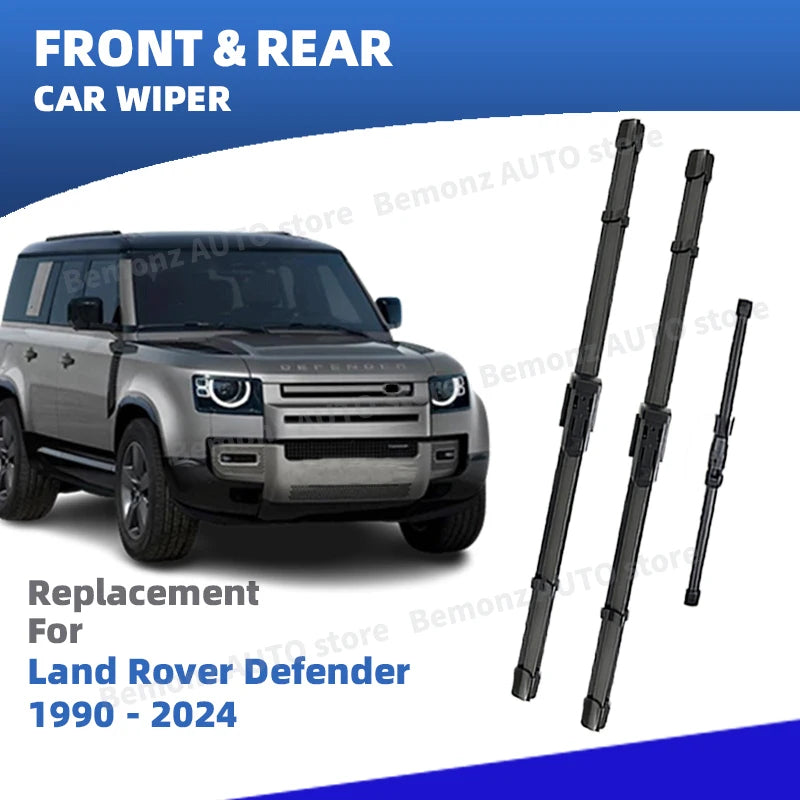 LHD Front Rear Windshield Wiper Blades For Land Rover Defender 1990 - 2024 3pcs Windscreen Window Brushes Refills Accessories