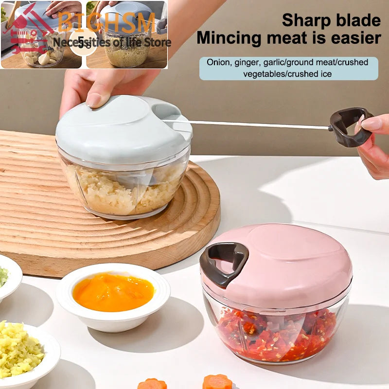 500/900ML Manual Meat Mincer Garlic Chopper Rotate Garlic Press Crusher Vegetable Onion Cutter Kitchen Cooking Accessories