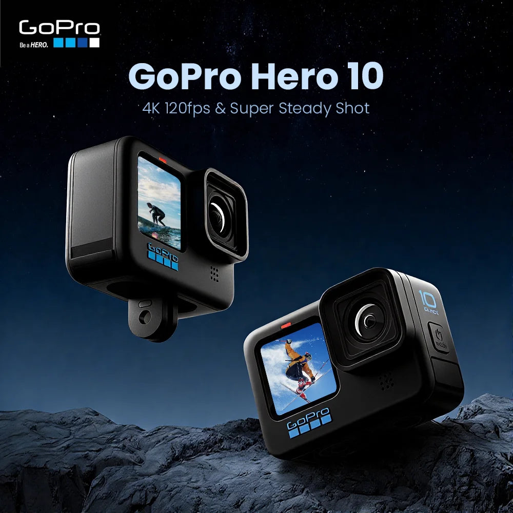 GoPro HERO 10 Black Action Camera Hero10 5.3K Screen Sports Camera 23MP GP2 Waterproof Mini Video gopro 10 Cameras