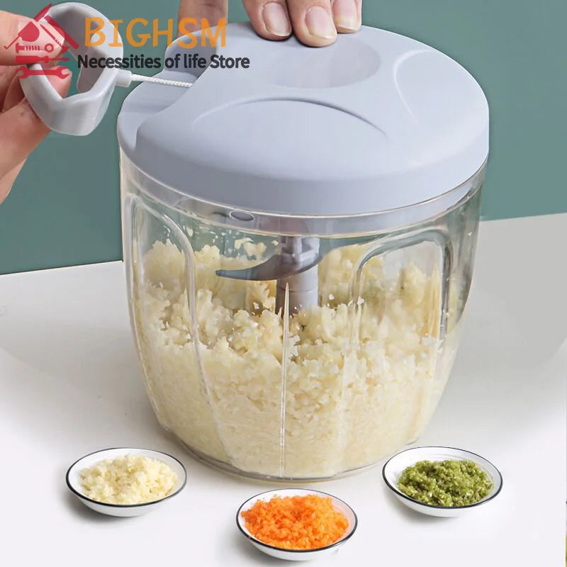 500/900ML Manual Meat Mincer Garlic Chopper Rotate Garlic Press Crusher Vegetable Onion Cutter Kitchen Cooking Accessories