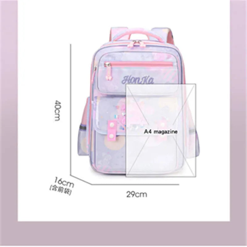 Gradient Princess School Bags for Teenage Girls Large capacity backpacks for elementary school girls Female travel backpack