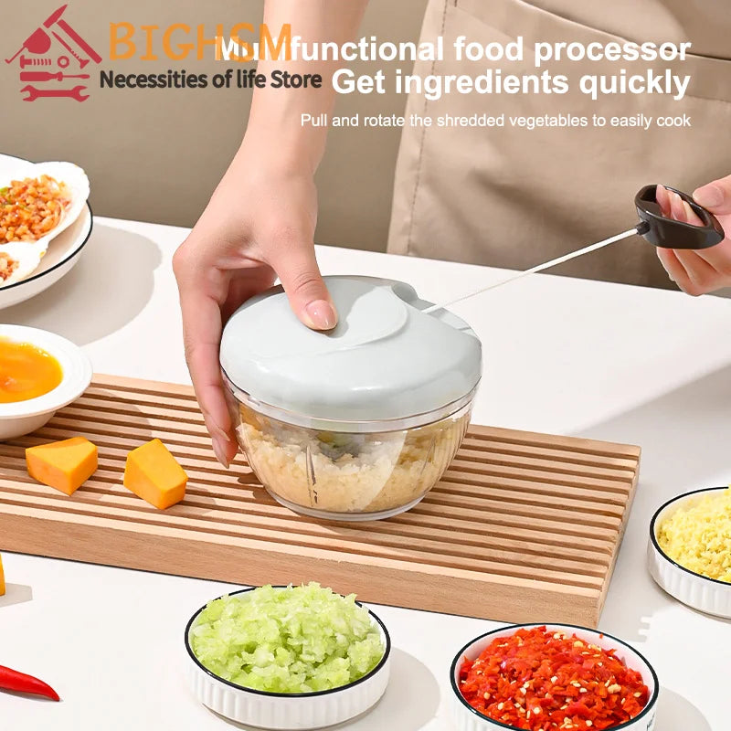 500/900ML Manual Meat Mincer Garlic Chopper Rotate Garlic Press Crusher Vegetable Onion Cutter Kitchen Cooking Accessories