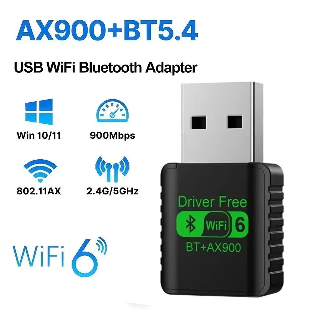 USB AX900 Wifi 6 2in1 Bluetooth 5.4 Adapter 2.4GHz/5GHz Dual Band WiFi Network Wireless Receiver for PC Stable Signal