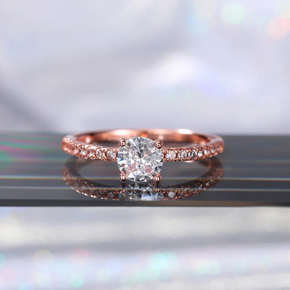 Huitan Wedding Band Eternity Rings Women Brilliant Round Zirconia Luxury Engagement Rings Thin Elegant Female Jewelry Drop Ship