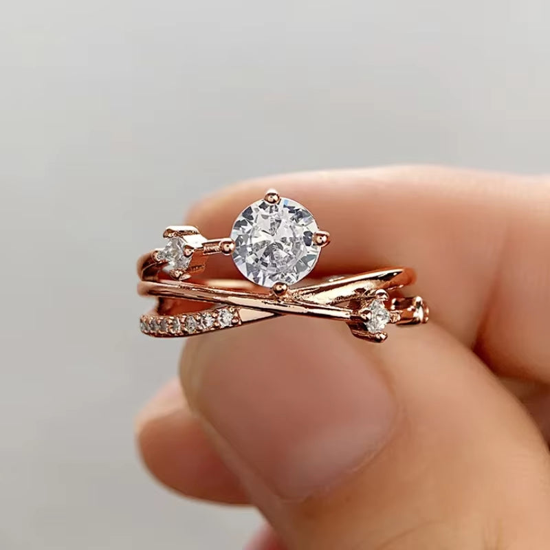 Huitan Wedding Band Eternity Rings Women Brilliant Round Zirconia Luxury Engagement Rings Thin Elegant Female Jewelry Drop Ship