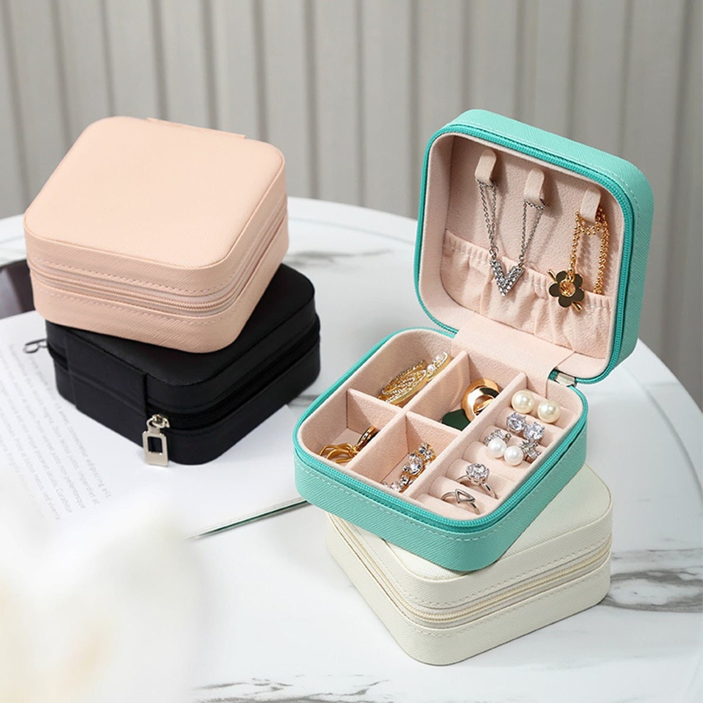 Leather Travel Jewelry Organizer Box for Women