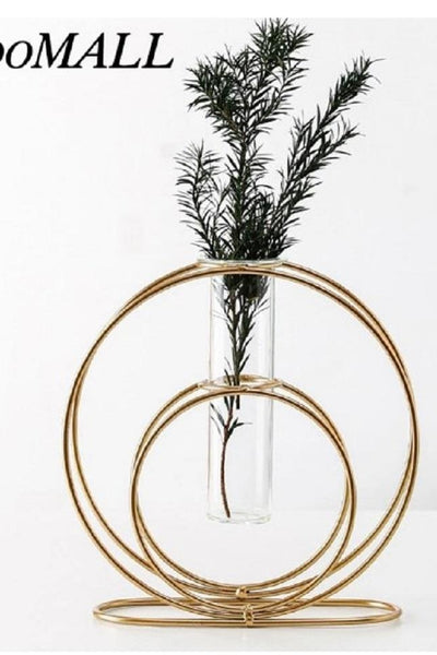 Golden Metal Vase for Home Office Decor