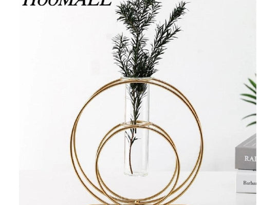 Golden Metal Vase for Home Office Decor