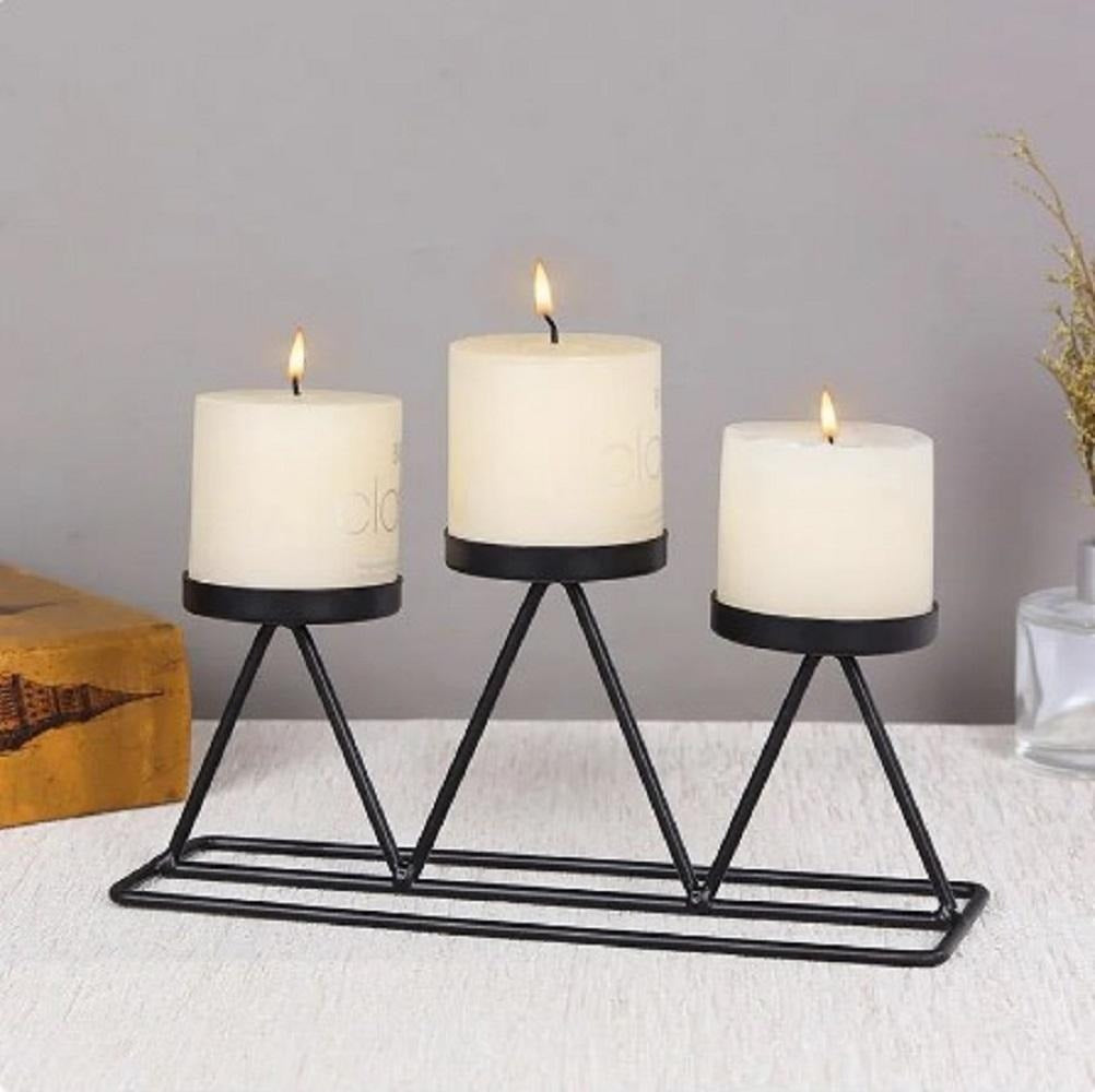 Modern Black & Gold Candle Stand with 3 Cups