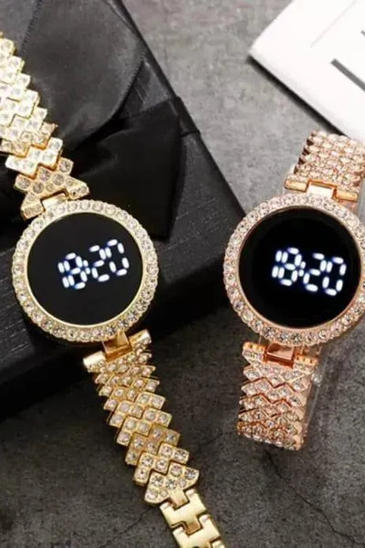Luxury Digital Watch with Crystal Accents for Women