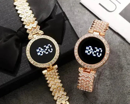 Luxury Digital Watch with Crystal Accents for Women