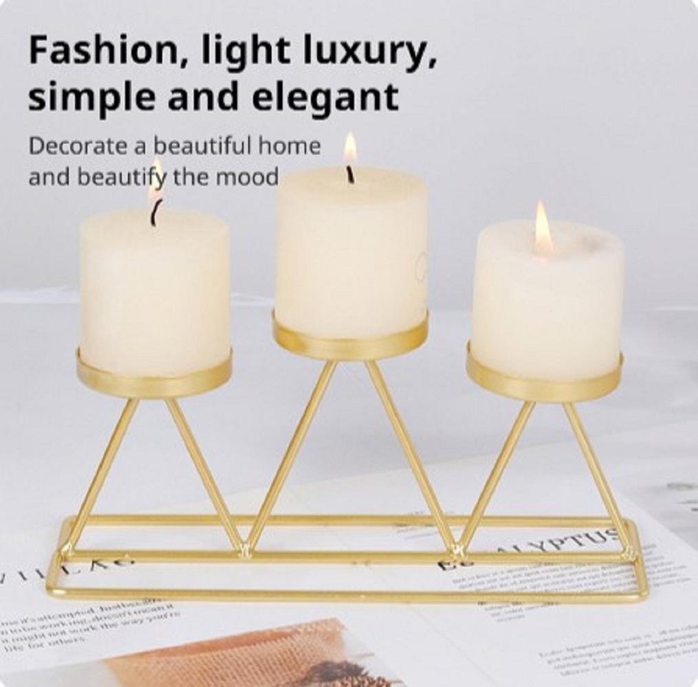 Modern Black & Gold Candle Stand with 3 Cups