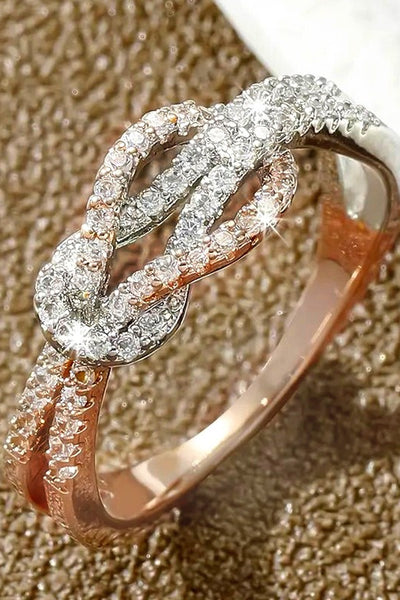 Two-Color Zircon Infinity Ring for Women Daily Wear Jewelry