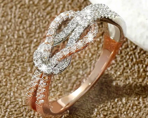 Two-Color Zircon Infinity Ring for Women Daily Wear Jewelry