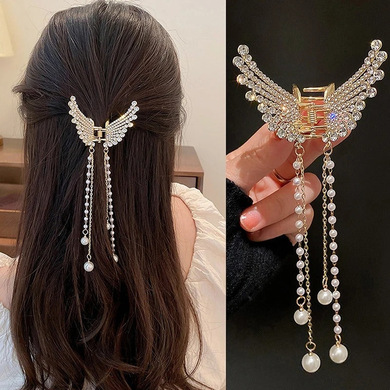 Butterfly Pearl Tassel Hair Clip For Girls