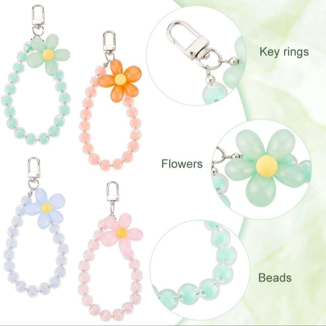 Multi Colorful Flower Beaded Charm for Mobile Phone