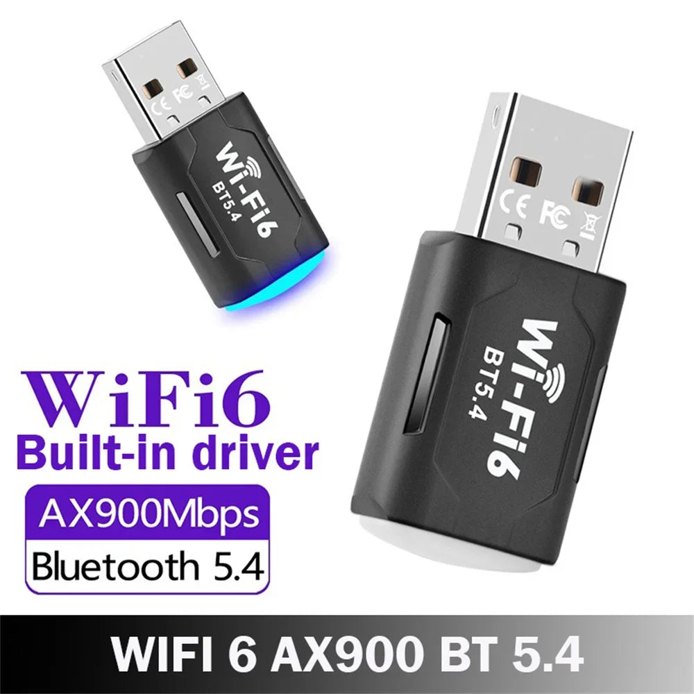 USB AX900 Wifi 6 2in1 Bluetooth 5.4 Adapter 2.4GHz/5GHz Dual Band WiFi Network Wireless Receiver for PC Stable Signal