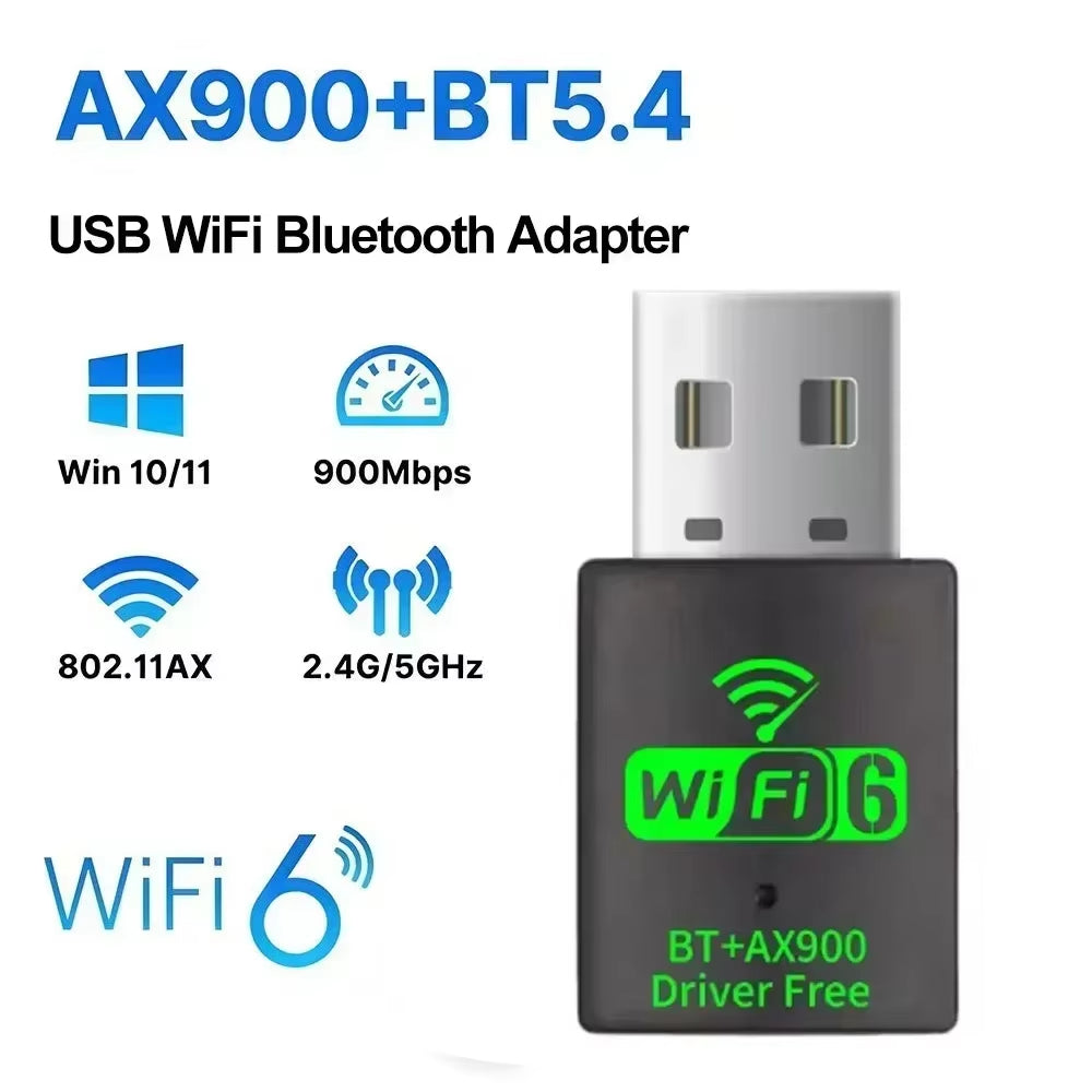 USB AX900 Wifi 6 2in1 Bluetooth 5.4 Adapter 2.4GHz/5GHz Dual Band WiFi Network Wireless Receiver for PC Stable Signal