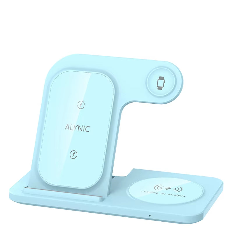 Desk Fast Wireless Charger Stand Pad Foldable Fast Charging Station Dock for iPhone 16 15 14 13 12 Pro Max Apple Watch Airpods
